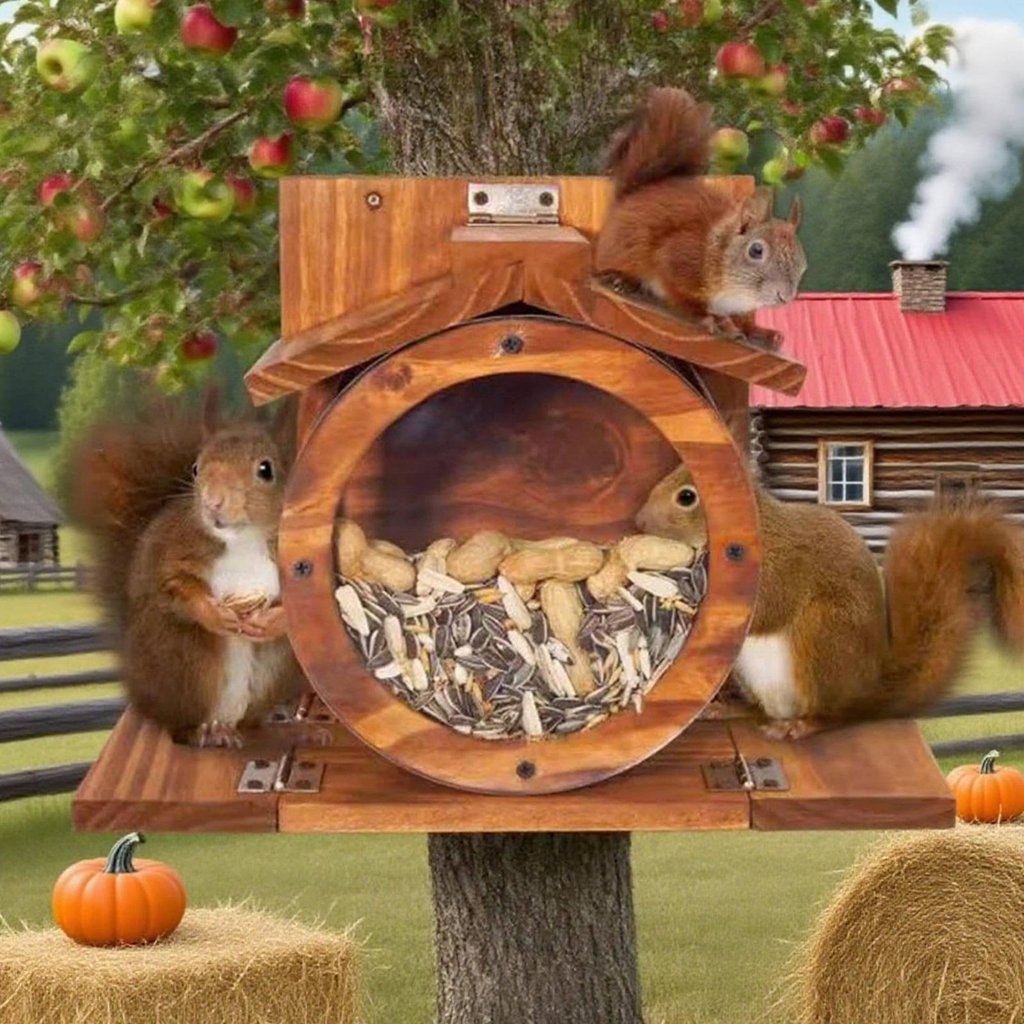Pet-Friendly Wall Mounted Squirrel Feeder ไม้ยาวไม้กระรอก Feeder Cabin ออกแบบสําหรับ Garden