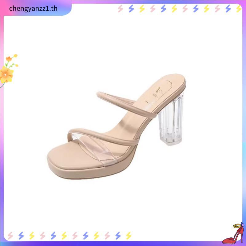 heels heels for women 2024 ผู้มีอิทธิพล ร้อนขายหนึ่งคําสายรัดสไตล์นางฟ้าเพิ่มความสูงรองเท้าเดียวขนาด