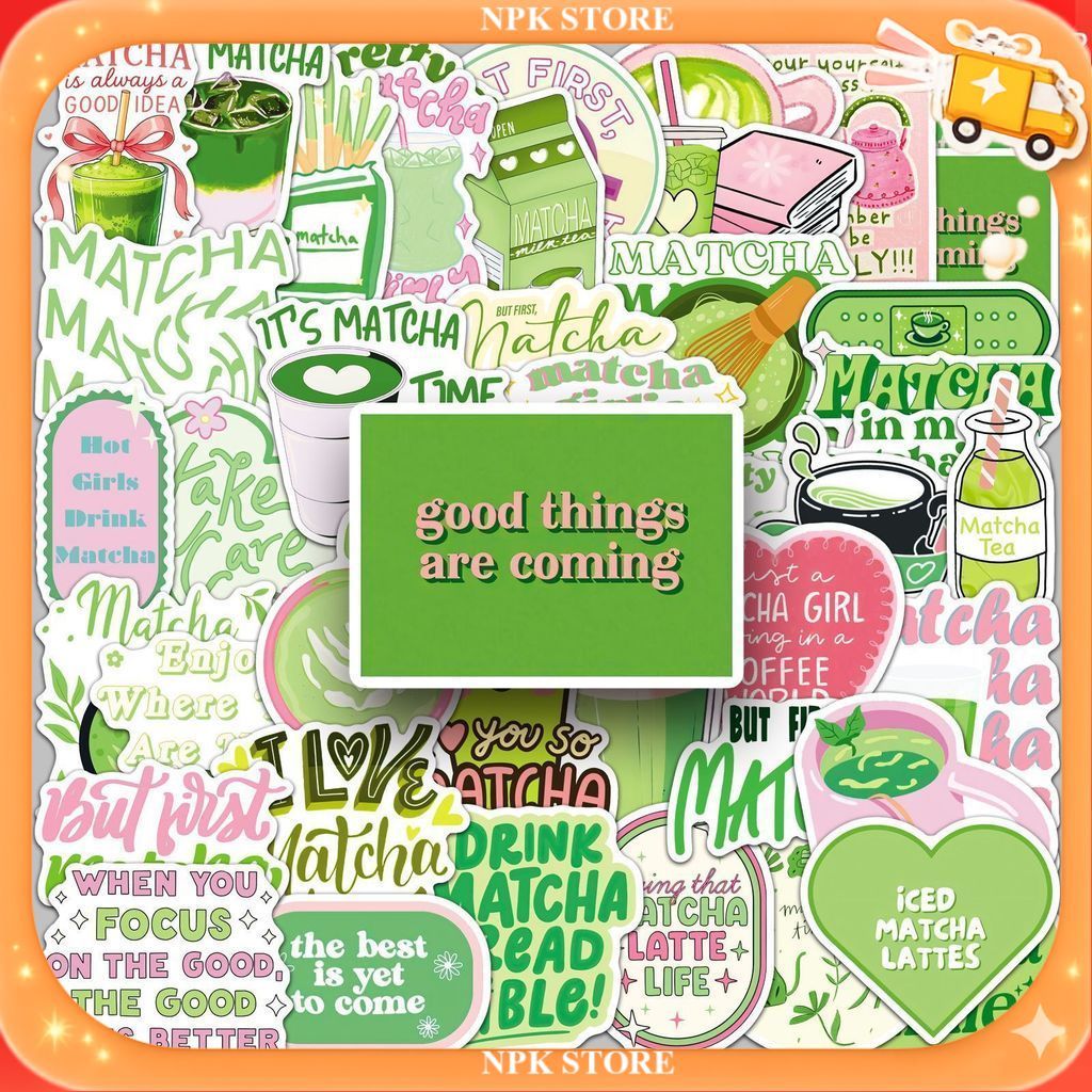 🔥🇹🇭พร้อมส่ง🇹🇭🔥 50แบบ Sticker สโลแกน วลี เกี่ยวกับ มัจฉะ ชาเขียว slogan phrase text matcha Green tea