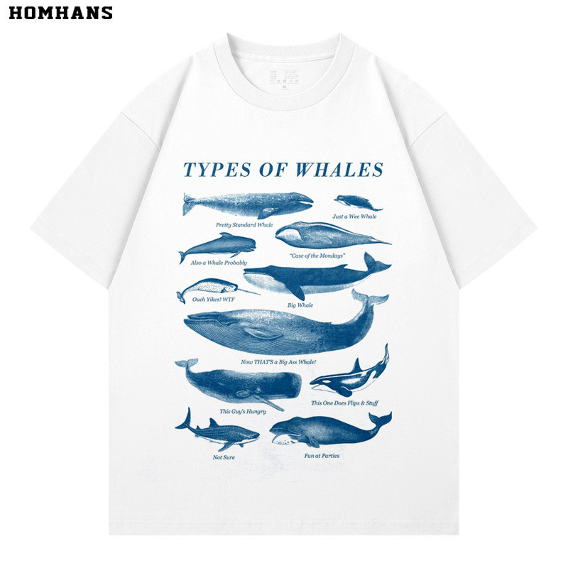 Killer Whale Spread Fragrant Whale Whale Whale American Retro Sea Animal Breathable พิมพ์หวีผ้าฝ้ายแ