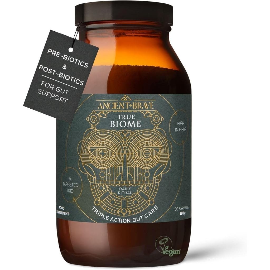 โบราณ + Brave True Biome Fibre & Gut Health Powder – พรีไบโอติก Postbiotics & Lกลูตามีน – PHGG Fibre