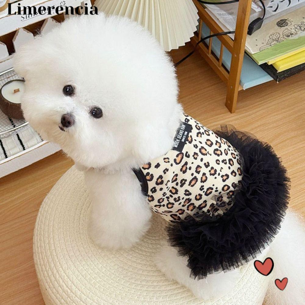 LIMERENCIA Puppy Cat Slip Dress, Breathable Soft Pet Princess Dress, Summer Leopard Print Dog Puffy 
