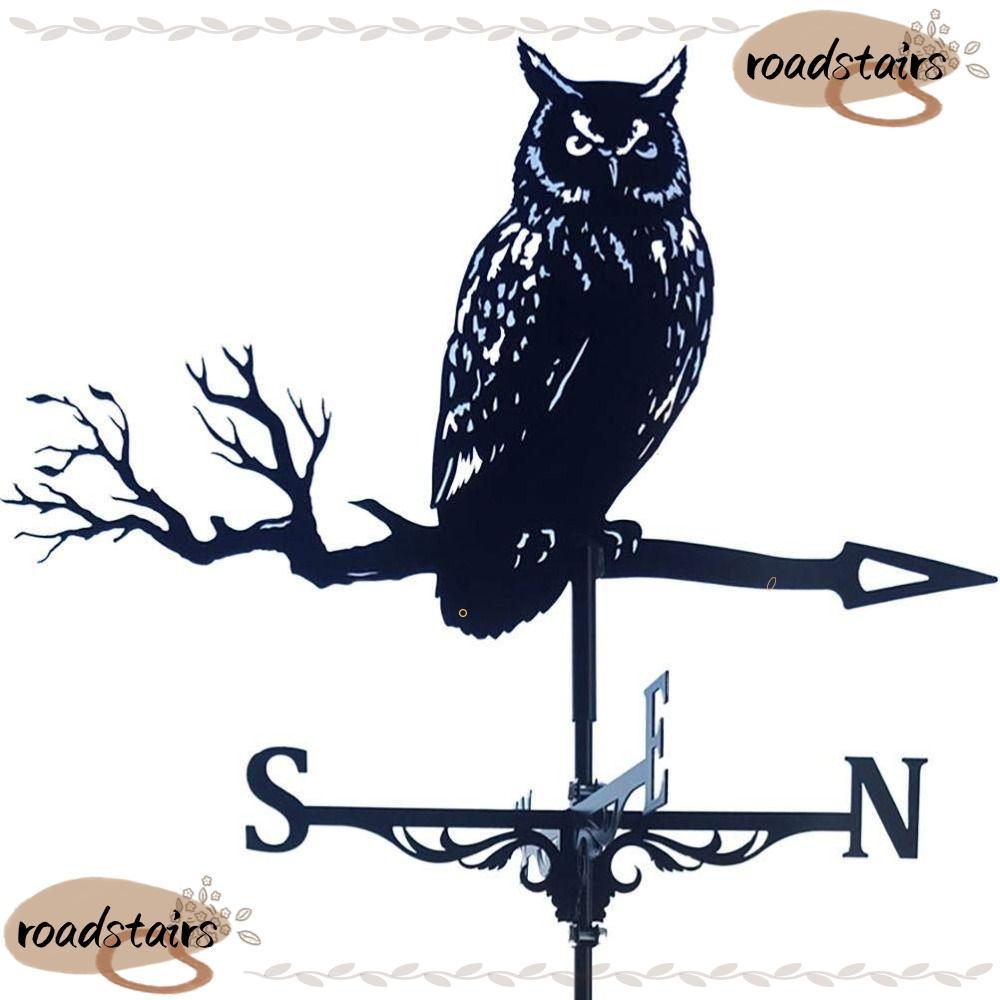 ROADSTAIRS Weather Vane, Roof ตกแต่งสวนโลหะ Wind Vane, สีดํานกฮูกกลางแจ้งหัตถกรรม Weathercock