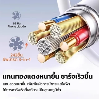 3in1 สายชาร์จ 3 หัว Fast Charger 120W ความยาว1.2 เมตร สำหรับ iOS + Micro + Type-C