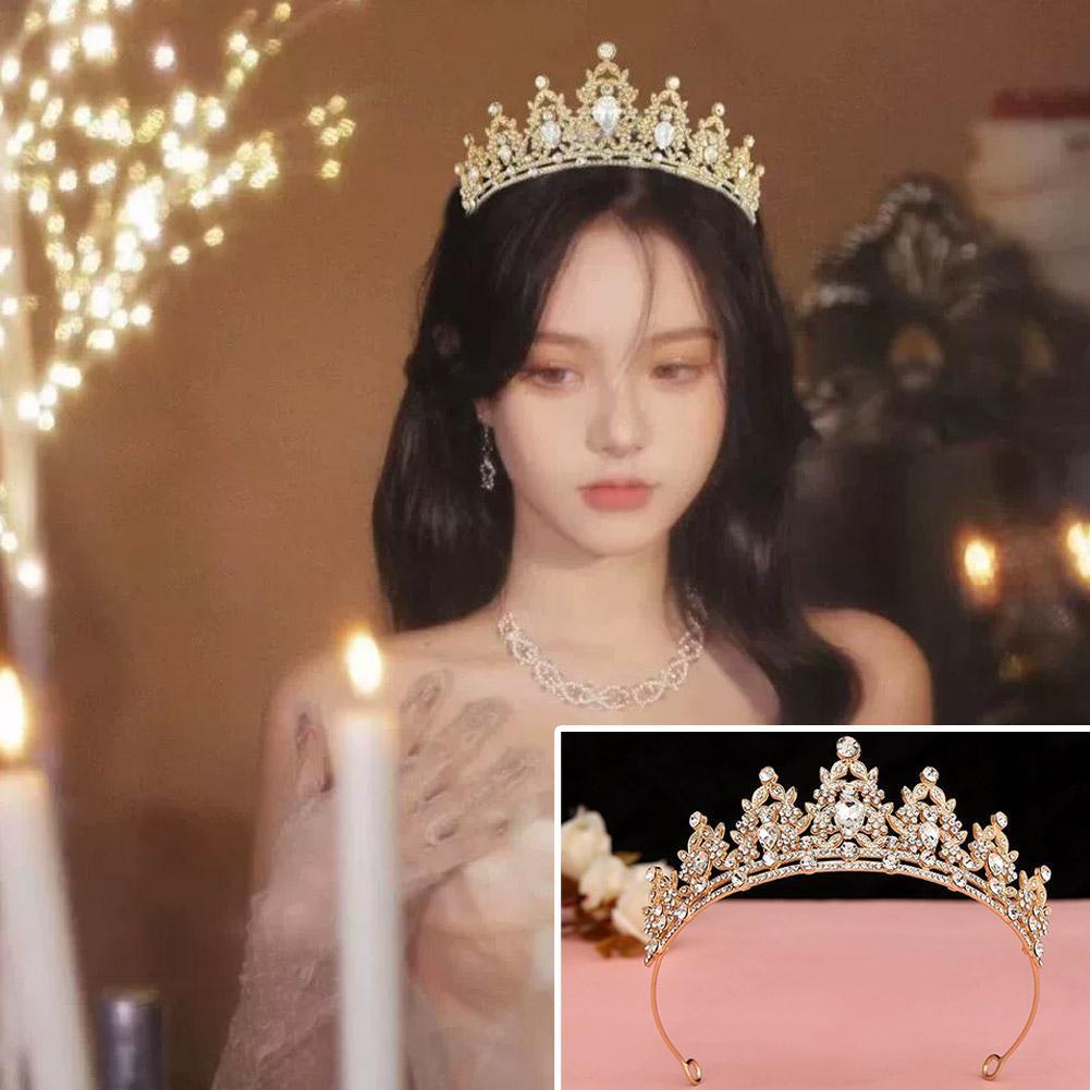 คริสตัล Queen Crown สําหรับเจ้าสาวงานแต่งงานอุปกรณ์เสริมผม Rhinestone Tiara วันเกิด I3e9