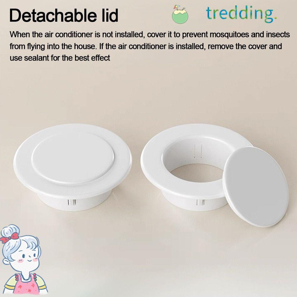 TREDDING491 ฝาครอบท่อเครื่องปรับอากาศ, ฝาครอบตกแต่งผนังพลาสติกสีขาว, ฝาปิดรูแบบแยกที่ทนทาน, เข้าสู่สายเคเบิลปลั๊ก