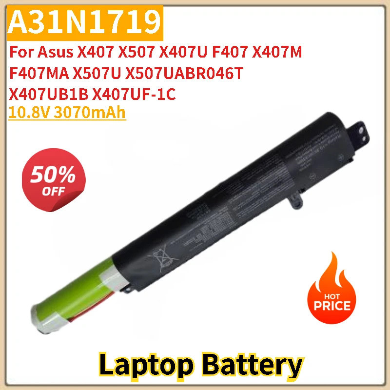 แบตเตอรี่แล็ปท็อป A31N1719 10.8V 3070mAh สําหรับ Asus F407 F407MA X407 X507 X407U X407M X507U X507UA