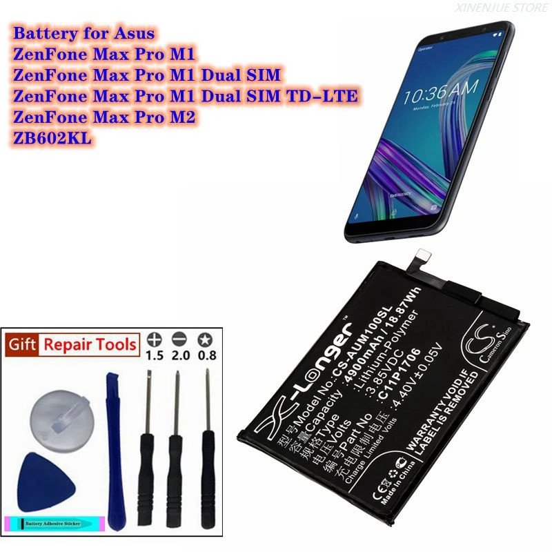 CS แบตเตอรี่ 3.85V/4900mAh 0B200-02870200, C11P1706 (1ICP/65/87) สําหรับ Asus ZB602KL, ZenFone Max P
