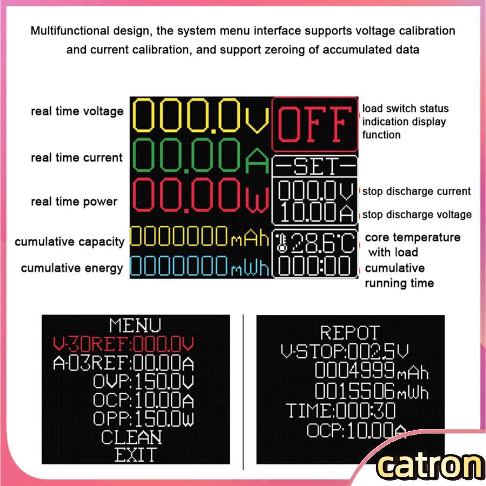 Catron-th Catron-th 150W 20A โหลดอิเล็กทรอนิกส์ 1.77 นิ้วจอแสดงผลสี TFT แบตเตอรี่ Aging เครื่องวัดแร
