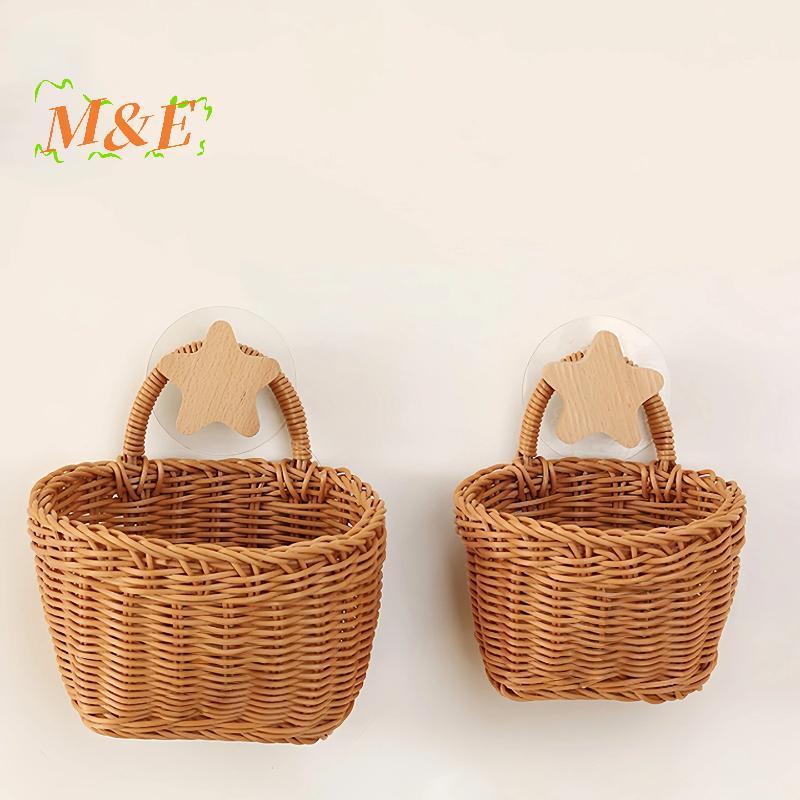 [M&E] ตะกร้าแขวนผนัง Boho สไตล์ทอมือตะกร้าเก็บแขวนครัวขิงกระเทียม Scallion ไข่กล่องเก็บผลไม้ [ใหม่]