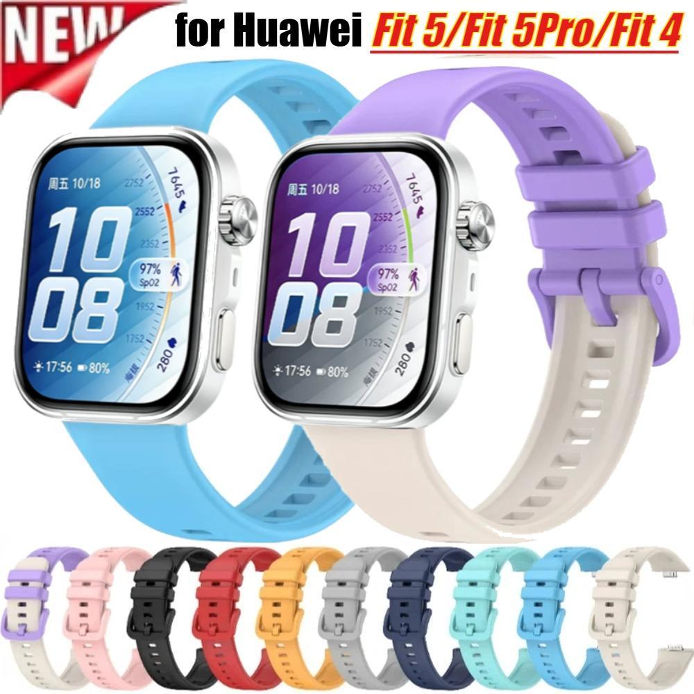 หัวเข็มขัดที่มีสีสันซิลิโคนสําหรับ Huawei Fit5 Fit5 Pro นาฬิกา Fit 3/4/4 Pro สร้อยข้อมือสายรัดข้อมือสําหรับ Huawei นาฬิกา Fit 4 Pro อุปกรณ์เสริม