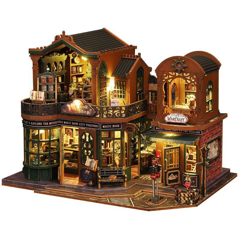 Twilight Book City diy ห้องโดยสารทําด้วยมือประกอบรุ่นสามมิติฉากอาคาร House ของเล่นสร้างสรรค์ของขวัญว