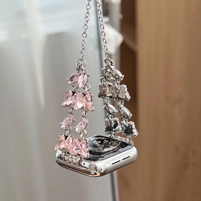 เหมาะสําหรับ Apple applewatch9SE Fantasy Butterfly Garden Gem Strap iWatchS8S11s10