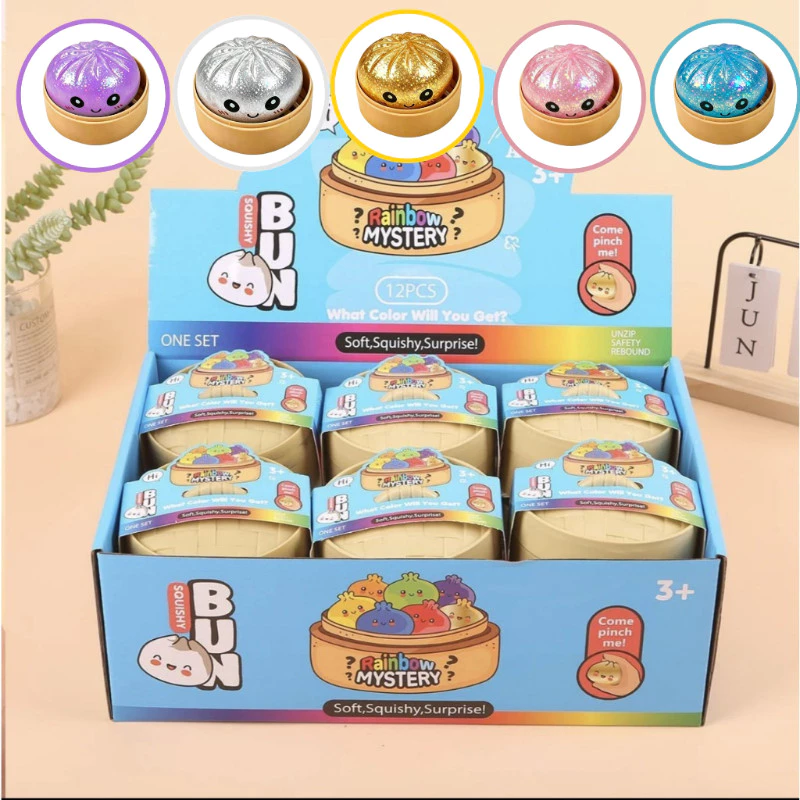 1-5 ชิ้นลูกปัดลึกลับ Squishy Bun, 5.5 ซม.Glitter Crunchy Squeeze ของเล่น, Surprise กล่องตาบอด Party Favors
