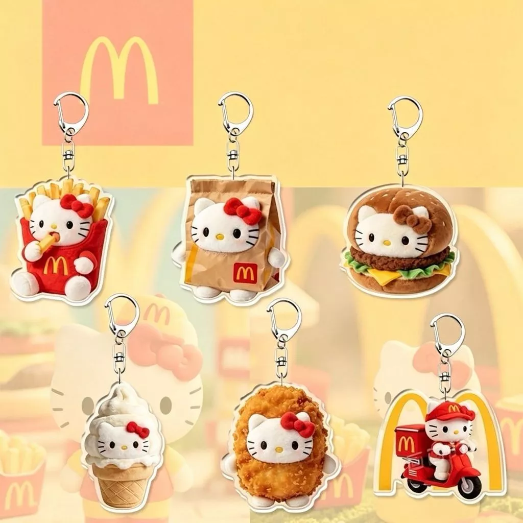 Sanrio Hello Kitty McDonalds Merchandise อะคริลิคพวงกุญแจจี้กระเป๋าเป้สะพายหลัง