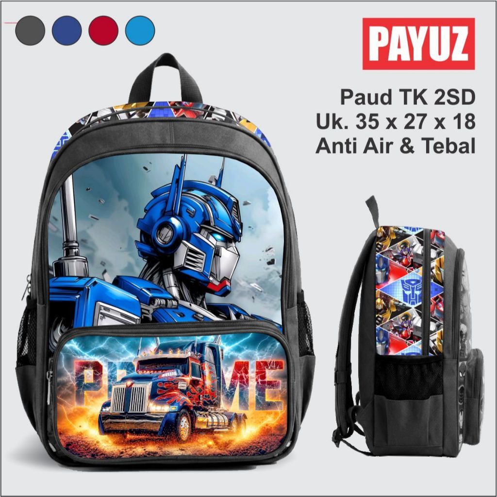 PAYAMZ ORIGINAL Optimus Prime Robot Character School Bag วัสดุกันน้ําแบบหนาและเย็บเรียบร้อย