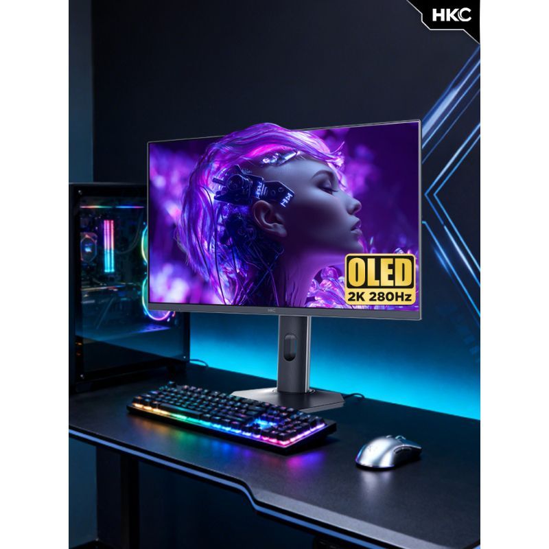 HKC จอแสดงผล 27 นิ้ว 2K Gaming 280HZ Samsung QD-OLED คอมพิวเตอร์หน้าจอยกหน้าจอแนวตั้ง GS27QTS