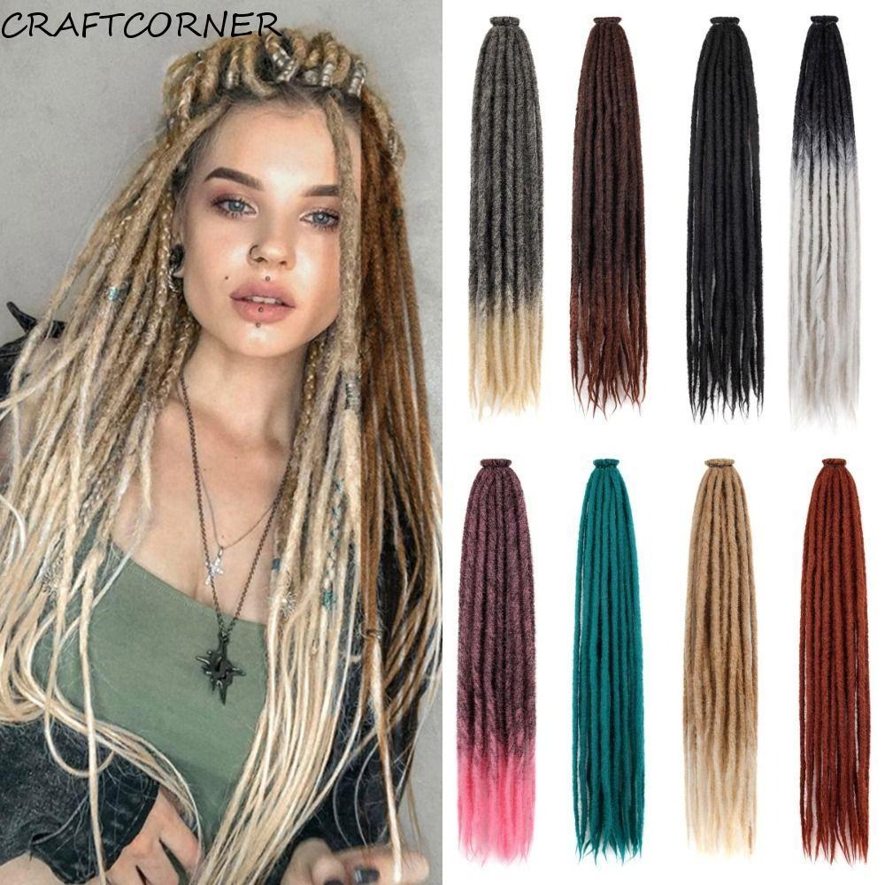 CRAFTCORNER 10 Strands Hippie Dreads, 36 นิ้วสังเคราะห์ธรรมชาติ Dreadlock Extension, DIY Ombre สี Reggae สไตล์ยาวโครเชต์ Braids ผมอเมริกัน