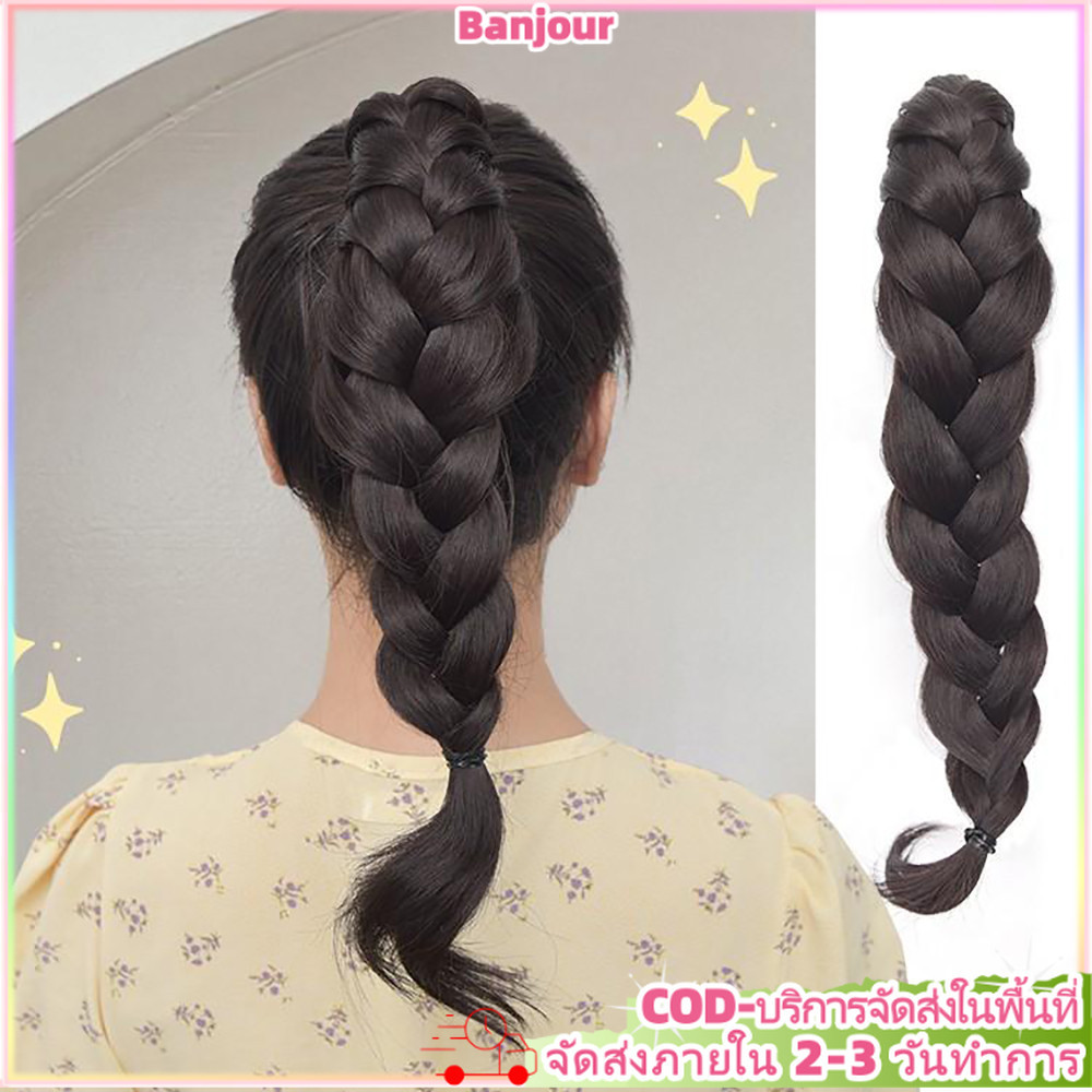 ธรรมชาติยาวปุยบิดถักผมหางม้าคลิปวิกผมสําหรับผู้หญิงเพิ่มปริมาณผมขยาย