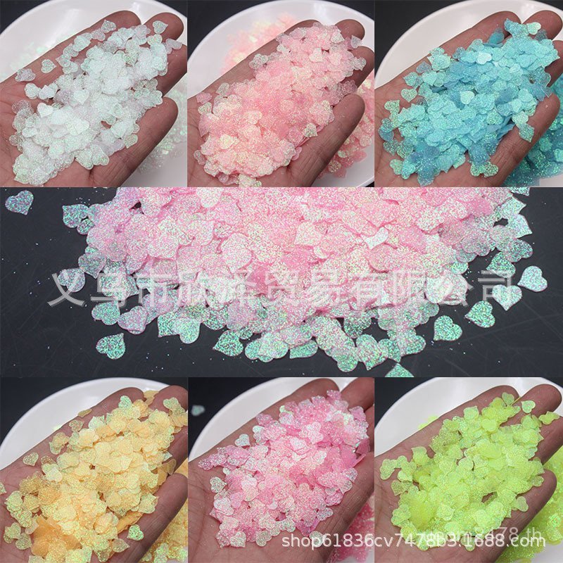 สีผงทอง 500g diy Peach Gum Love Powder ครีมบรรจุ Glitter กระเป๋าเลื่อมเลื่อม pvc Heart Glitter OY7K
