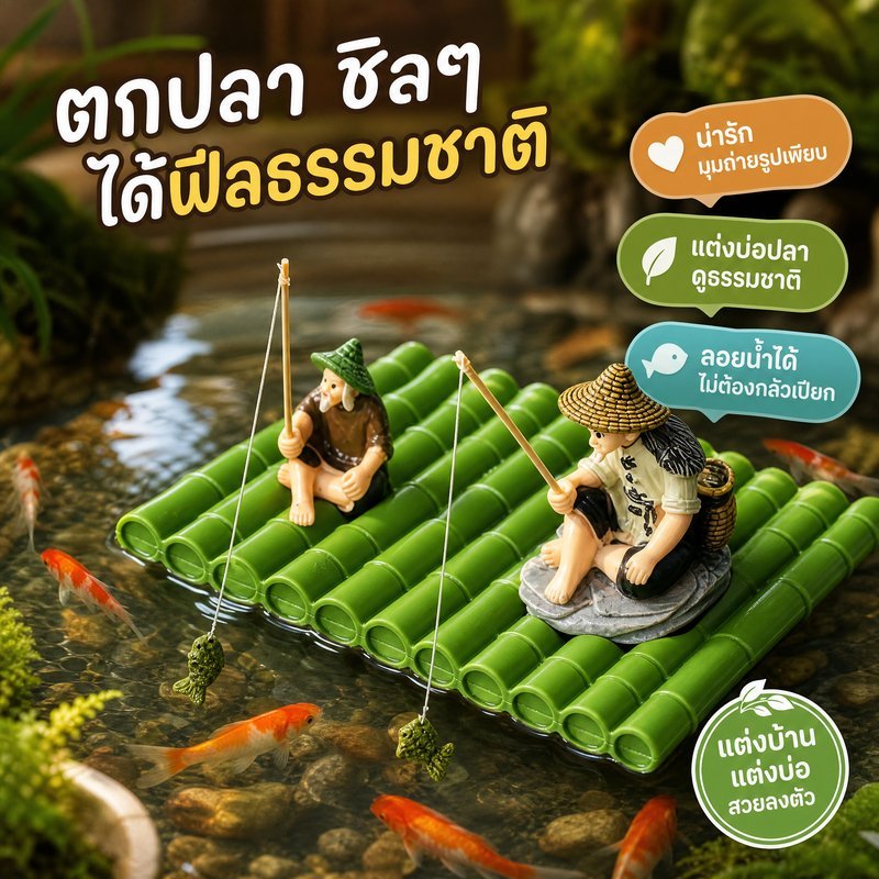ตุ๊กตาชาวประมงลอยน้ำ ตกแต่งตู้ปลา PVC คุณภาพสูง ทนทาน งานประณีต ลอยน้ำได้จริง เหมาะสำหรับบ่อปลา