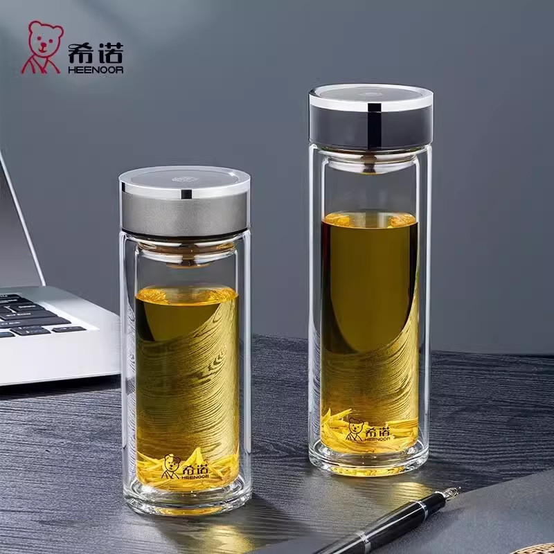 Sino Glass Double-Layer ทนความร้อนโปร่งใสพร้อมตาข่ายกรองถ้วยชา Boutique XN-1000/01/02/03
