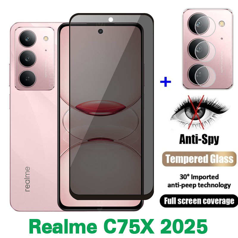 สําหรับRealme C75X 2025 กระจกนิรภัยส่วนตัวคลุมทั้งหมดปกป้องหน้าจอความเป็นส่วนตัวฟิล์มสําหรับRealme C