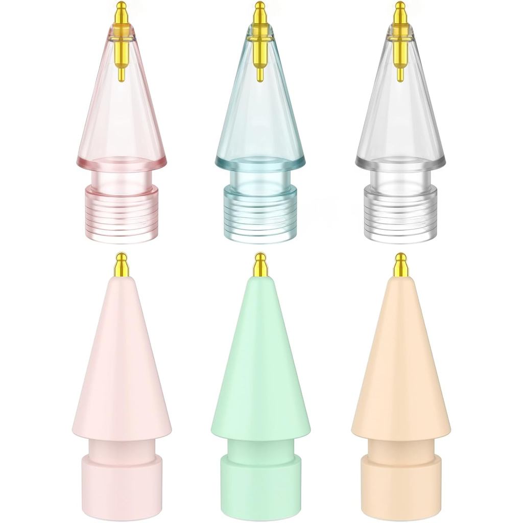 เคล็ดลับทดแทน Fine Point 6 แพ็คเข้ากันได้กับ Apple Pencil รุ่นที่ 2, Apple Pencil 1, Apple Pencil USB-C & Apple Pencil Pro Colourful iPencil Nibs (Multicolou
