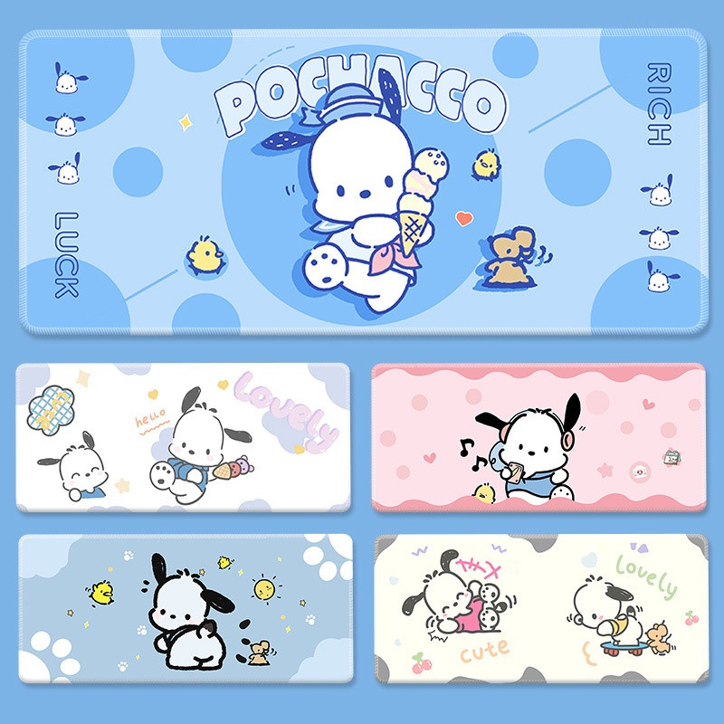 Pochacco แผ่นรองเมาส์น่ารักการ์ตูนสํานักงาน PC แป้นพิมพ์คอมพิวเตอร์แผ่นรองโต๊ะสุนัข Kawaii 900X400 การเรียนรู้พรม-acb321