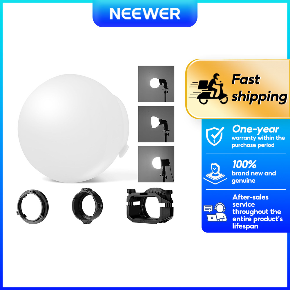 NEEWER CRS6 ซิลิโคนดิฟฟิวชั่นโดม 3 แหวนอะแดปเตอร์, เข้ากันได้กับ Godox V1, NEEWER Z1/Z2 รอบแฟลช & Z7