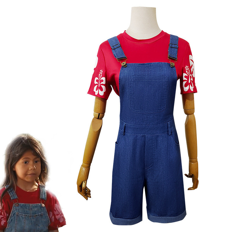 Lilo & Stitch cosplay costume, movie-style Lilo jeans outfit, cosplay Halloween performance costume