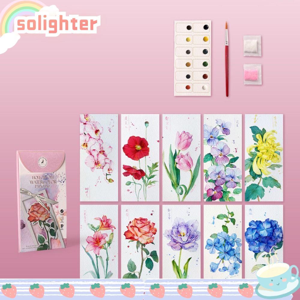 โซไลต์ ชุดระบายสีสีน้ํา 10 แผ่น 12 สี พร้อมที่คั่นกลวง สําหรับทําแฮนด์เมดเอง