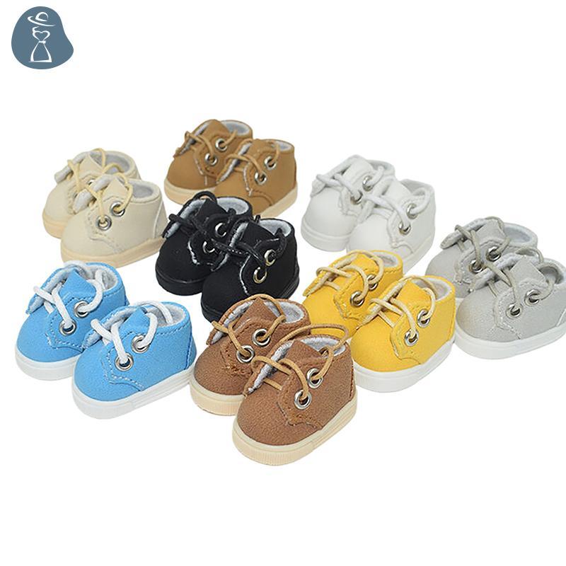 [PANDAB] รองเท้าตุ๊กตา Handmade 4.2*2.4 ซม.รองเท้าสําหรับตุ๊กตา Mini Casual Shoelace ตุ๊กตา Play Hou