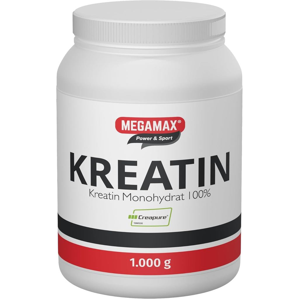 MEGAMAX Kreetin Pulver 1 กก. - ครีแอทินโมโนไฮเดрат_creapure สูตรเข้มข้น เพื่อการสร้างกล้ามเนื้อและฟื
