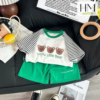 ชุดเซ็ตเด็ก ชุดเด็กแฟชั่นลายหมี เสื้อ+กางเกง ชุดเด็กลายหมี มินิมอล น่ารัก ใส่ได้ทุกวัน