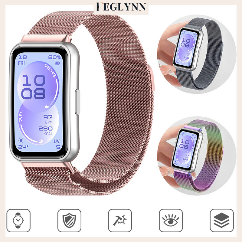 สายรัดโลหะลูป Milaneseสายรัดข้อมือสแตนเลสแม่เหล็ก อุปกรณ์เสริม for Huawei Band 11/ 11 Pro/ Huawei Band 10 9 8
