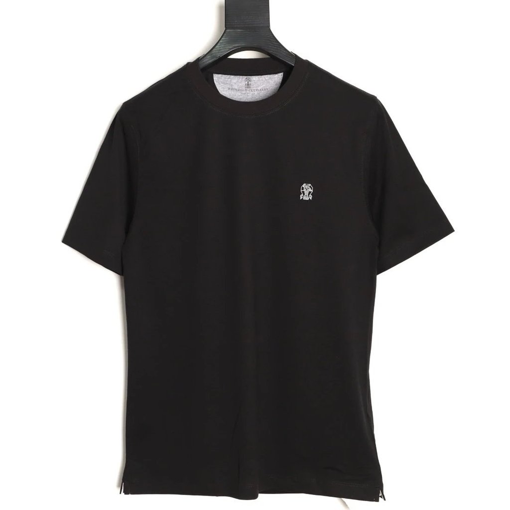 BRUNELLO CUCINELLI เสื้อยืดแขนสั้น ปักขนาดเล็ก สองสี