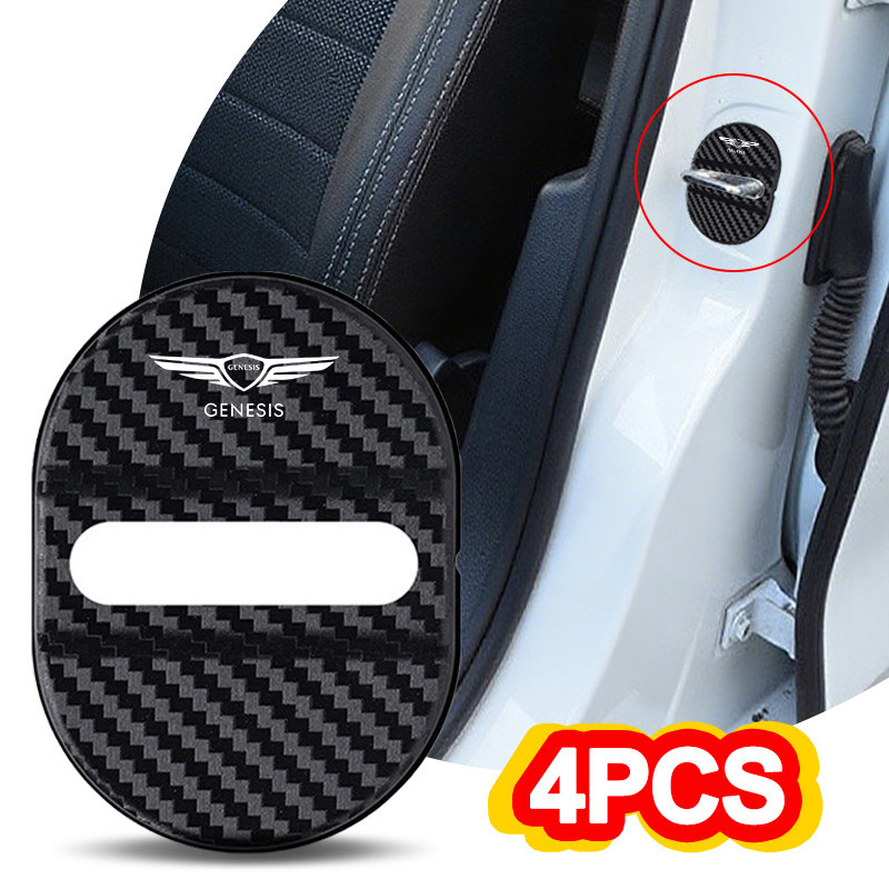4pcs จัดแต่งทรงผมรถ Auto ป้องกันประตูล็อคสติกเกอร์อุปกรณ์เสริมสําหรับ Genesis Coupe EQ900 G70 G80 G9