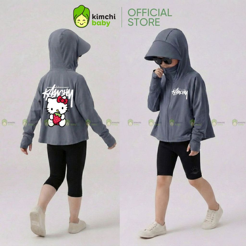 KIMCHIBABY เสื้อกันแดดสําหรับเด็กผู้หญิงผ้าไอซ์คูลคุณภาพสูงระบายอากาศระบายความร้อนป้องกันรังสียูวีลา