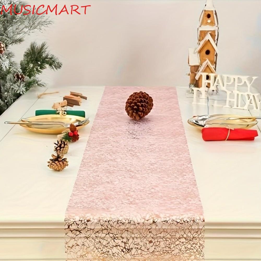 MUSICMART Gold Table Runner, Square Luxury Glitter Table Runner, รูปแบบ Chaotic Shimmery Sparkling T