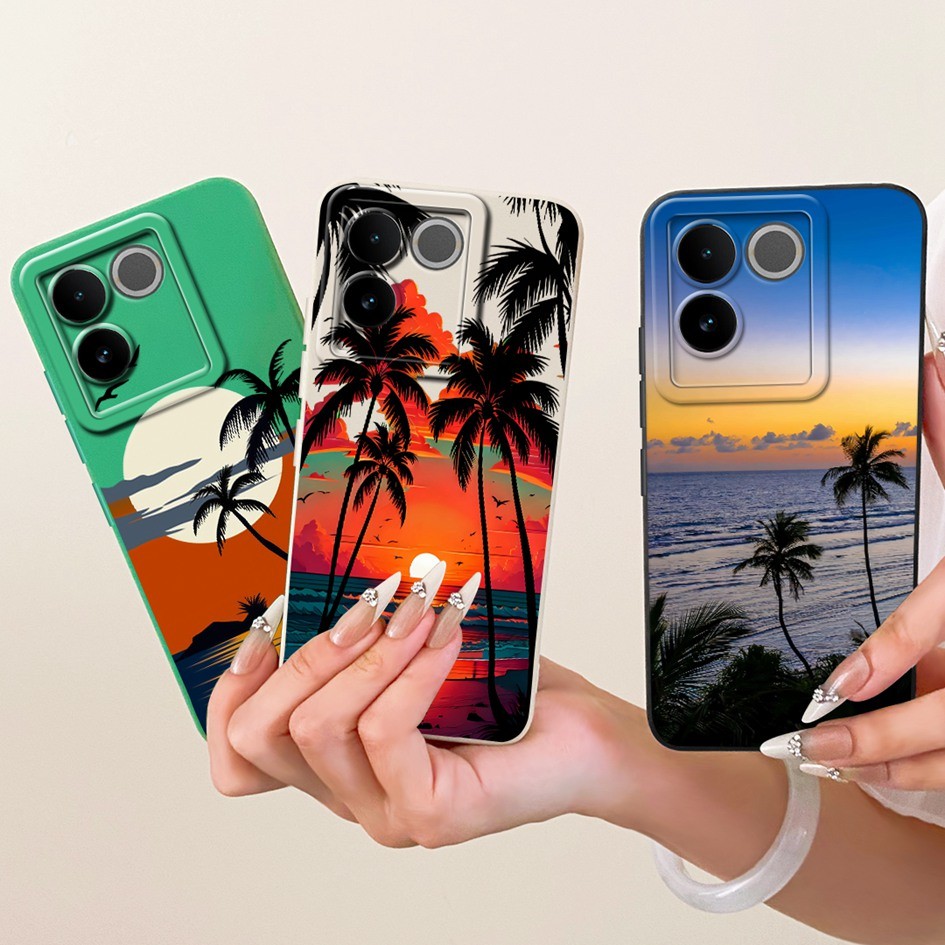 ปลอกป้องกันกล้องสําหรับ Vivo S17e V2285A / T2 Pro 5G / IQOO Z7 Pro 5G ฝาครอบหรูหรา Sunset ดอกไม้ชั้น