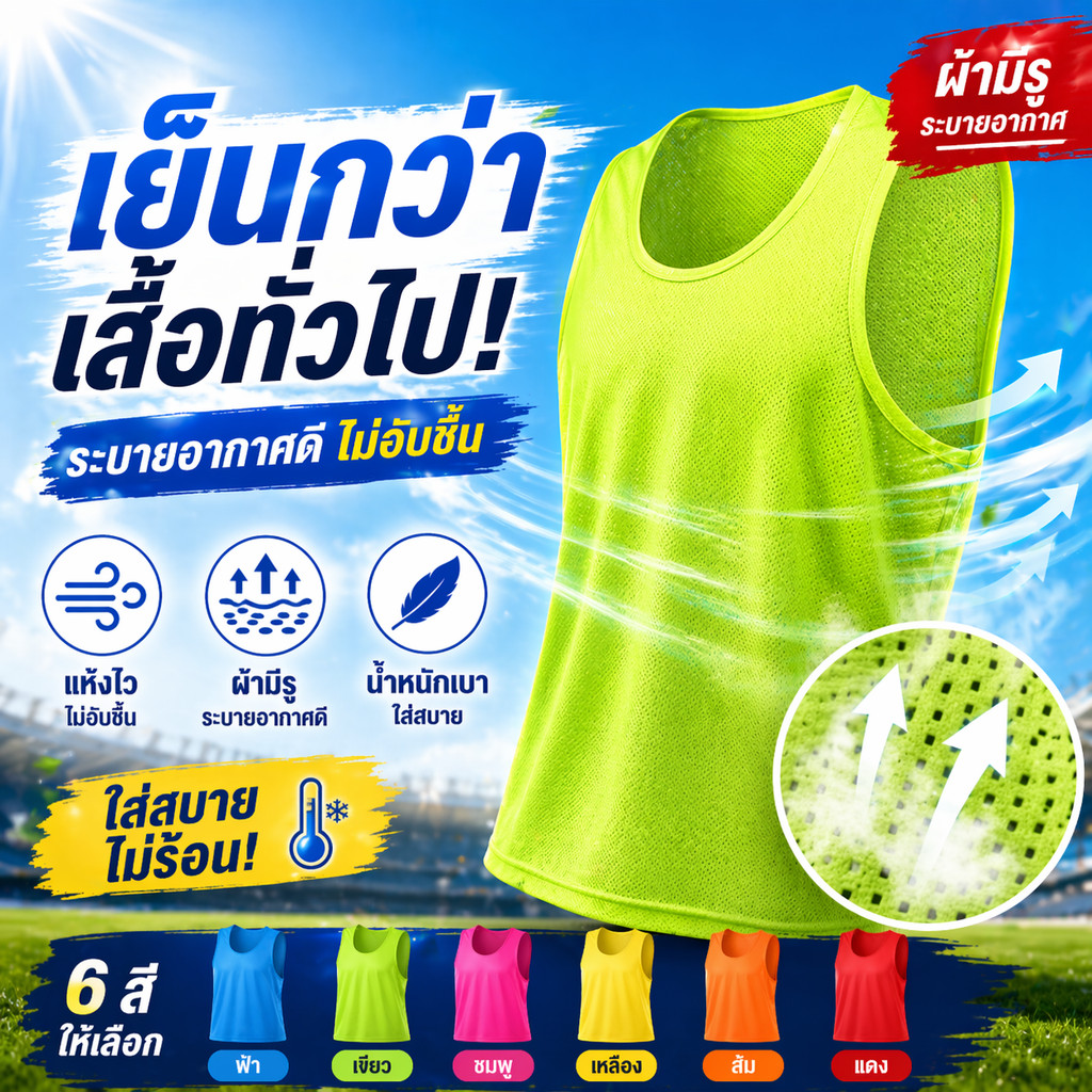 SKY เสื้อเอี๊ยมกีฬา ระบายอากาศดี แห้งไว ไมโครไฟเบอร์ เสื้อแบ่งทีม ฟุตบอล บาสเก็ตบอล ใส่ฝึกซ้อม ใส่สบาย Training Vest