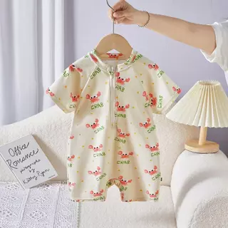 พร้อมส่ง ชุดว่ายน้ำเด็กผู้หญิง/เด็กผู้ชายมีซิบหน้า สีเหลืองแต่งน้องปู รุ่นนี้แถมหมวกว่ายน้ำด้วยค่ะ น่ารักมาก SW ALB