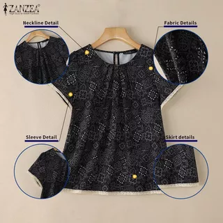 ZANZEA เสื้อเบลาส์คอกลมแขนสั้น สไตล์เกาหลี สำหรับใส่ทุกวัน