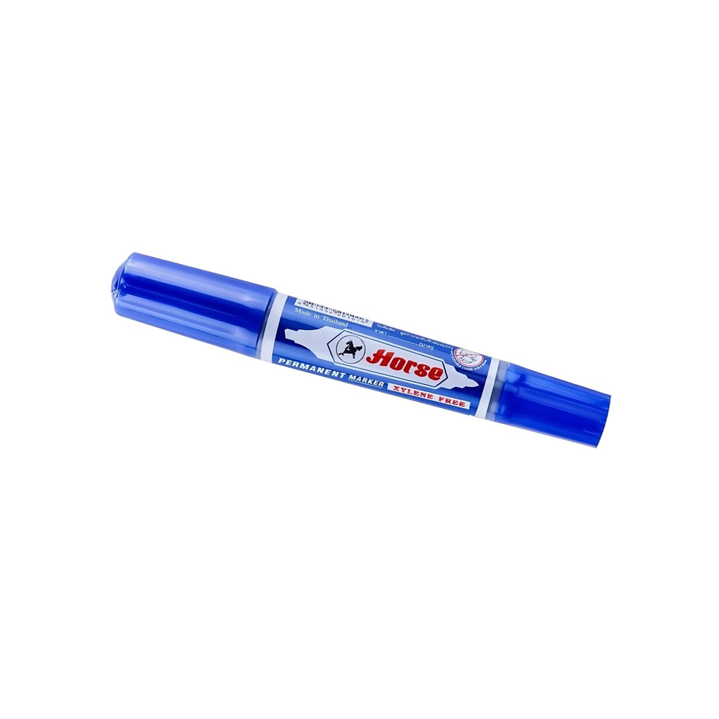 ตราม้า ปากกาเคมีน้ำเงิน (Horse Blue 2Tip Permanent 1Pcs.)