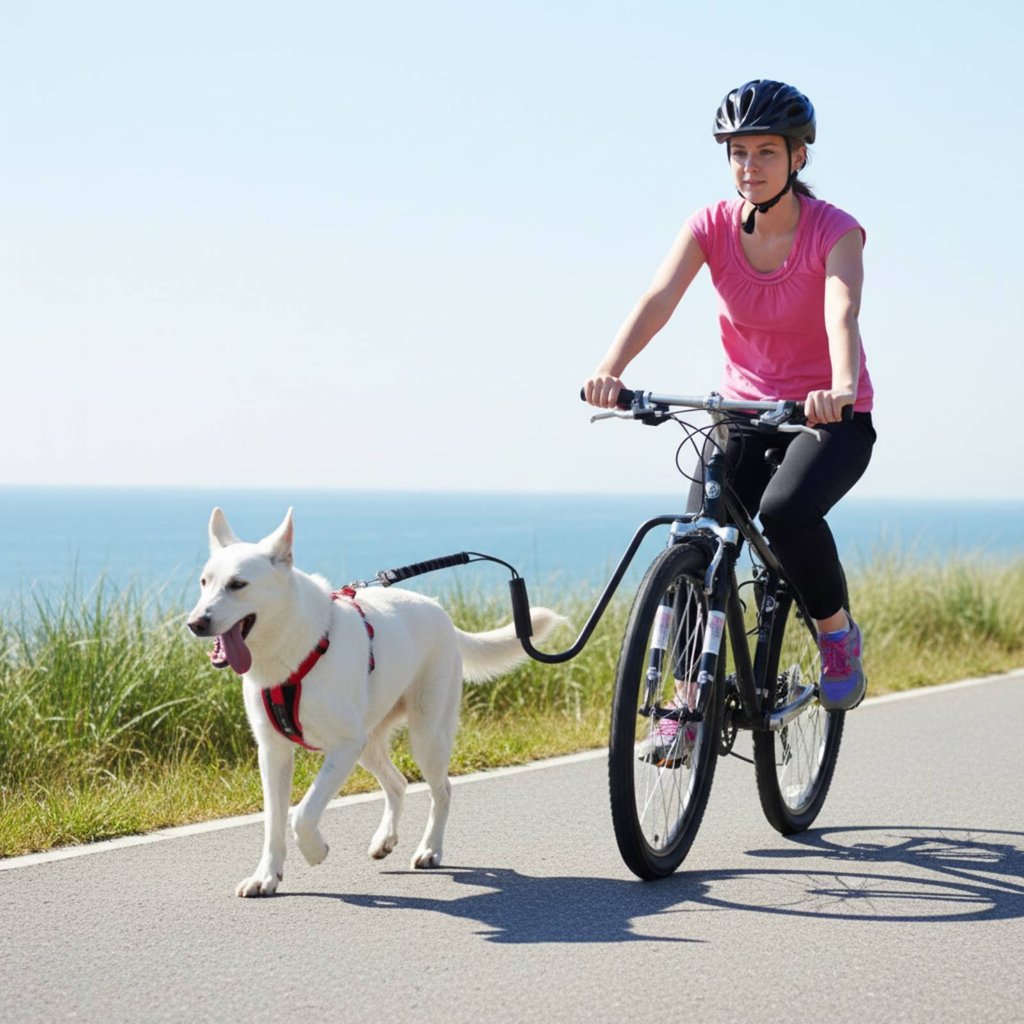 โลหะแข็งแรงก่อสร้าง Handshands-Unrestriched CYCLE สายจูงสุนัข Shock Absorbing Cycle Dog Exerciser Wa