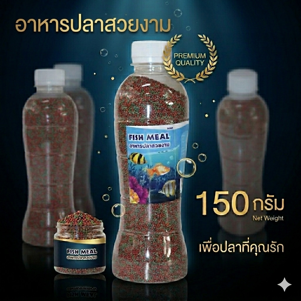 (ยกโหล x12 ขวด) อาหารปลาสวยงาน เม็ดเล็กจิ๋ว 2 สี  ขวดเหลี่ยม ขวดกลม พร้อม่สง