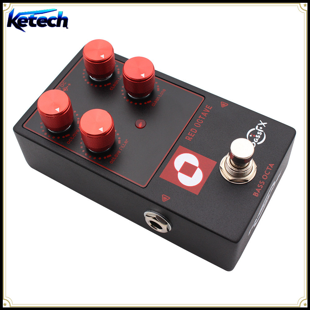 Fanmuzk Red Octave Analog Bass Octave Pedal Deep Sub-Octave & Fat Up-Octave Tones สําหรับเบสไฟฟ้า