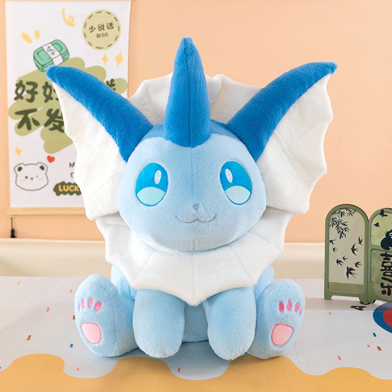 Water Eevee ตุ๊กตาของเล่นตุ๊กตา Pokemon Eevee ท่านั่งตุ๊กตา Pokémon Ragdoll คว้าเครื่องแลกเปลี่ยนตุ๊