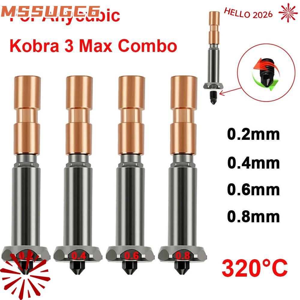 หัวฉีดการพิมพ์ IMSSUG, Dual-วัสดุ 0.2/0.4 มม.0.6 มม.0.8 มม. Hotend,ที่ถอดออกได้ Quick-Swap ชิ้นส่วนการพิมพ์สําหรับ Anycubic Kobra 3 Max Combo